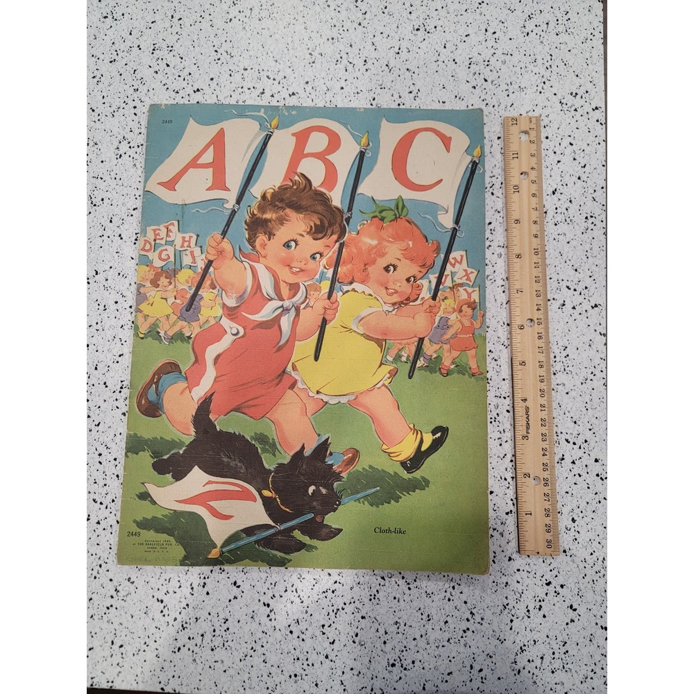 1943 Saalfield Publishing ABC cloth-like children's picture book